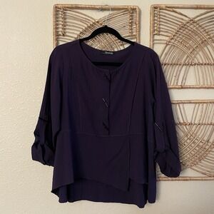 Moonlight Y&S Fashion Design Tunic Top Purple Artsy Buttons *see msrmts READ B43